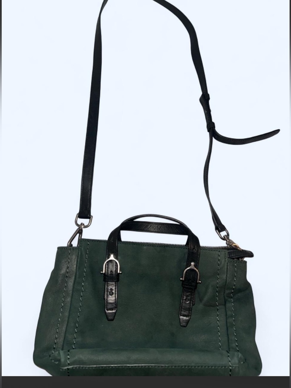 Lucky Brand Dark Green Shoulder Bag with Black Handles